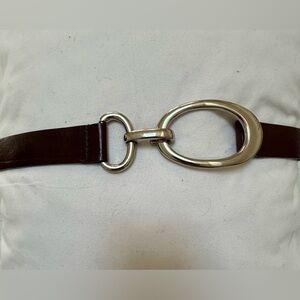 Brown Leather Belt with Silver Buckle